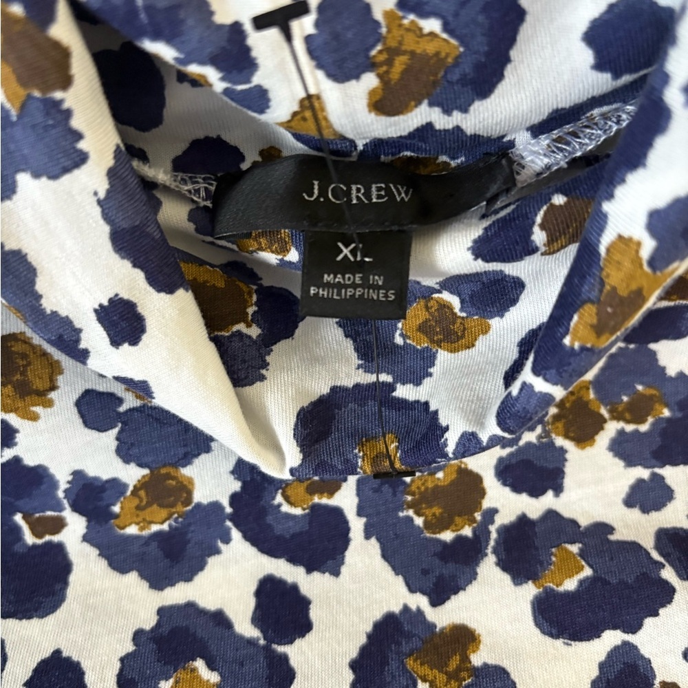 J.Crew Floral Leopard Print Turtleneck Top – XL – 100% Cotton - Picture 7 of 11